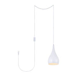 Living District Nora 1-Light Mid-Century Aluminum Pendant In White