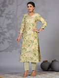 Anni Designer Women'S Rayon Blend Straight Printed Kurta With Pant (Nissu Green_Xxl_Green_Xx-Large),Green,2XL,Rayon Blend,Regular,Kurta
