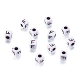 240pcs Opaque Acrylic Letter F Cube Beads White Plastic Alphabet Loose Spacer Square Beads 4-5mm for DIY Name Bracelet Necklace