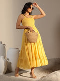 Libas Women'S Cotton Fit And Flare Midi Dress (29654_Mustard_M)