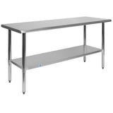 Flash Furniture Contemporary 18 Gauge Stainless Steel Rectangle Work Table with Adjustable Undershelf - 60 W x 24 D x 34.5 H