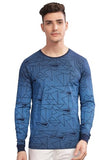 ADRO Full Sleeve Tshirt for Men | Printed T Shirt for Men | 100% Cotton Tshirt | Full Sleeve T-Shirt | Mens Full Sleeves T Shirts |FR5-24-PRI-NB-M Blue,Blue