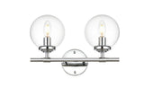 Living District Ingrid 2-Light Iron & Glass Bath Sconce In Chrome And Clear