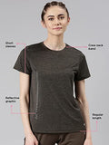 Enamor Women'S Letter Print Relaxed Fit T-Shirt (A309_Olive Melange-Active Reflective
