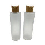 BEECO GIF2U Empty Cosmetic Bottles 8oz/250ml 2 PACK With Bamboo Disc Top Flip Cap for Shampoo Lotion Liquid Soap,Cream,Refilable