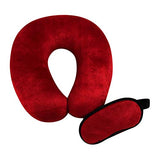 Oscar Home UShaped Neck Travel Pillow 14X13 Outer Casing Soft Velvet Fabric Poly Fiber Filling Cushion & Velvet Fabric Eye Mas