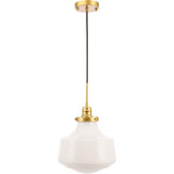 Living District Lyle 1-Light Metal Pendant In Brass And Frosted White Glass