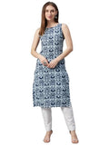 Gosriki Women'S Rayon Blend Straight Printed Kurta (Ccd Blue-Gs_L_Blue_Large),Blue,,B0CX93C6GL