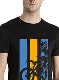 Adro Men'S Bike Rider Printed Cotton T-Shirt (Rn22-2-Bik-Bl_Black_S)