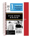 Five Star Wire Bound Notebook 7 In. X 5 In. Red