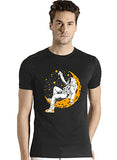 Adro Astronaut Graphic Design Mens Printed T-Shirts (Rnr-M-Moon-Bl_Black_2Xl)