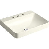 KOHLER K-2660-8-96 Vox Rectangle Vessel Above-Counter Bathroom Sink with 8-Inch Widespread Faucet Holes, Biscuit