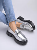 Shoetopia Women'S Flat Loafers Silver,Silver,4,B0CVBBVD9P