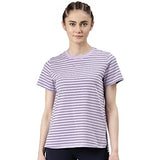 Enamor Women'S Striped Relaxed T-Shirt (A3S1_Soft Lilac Stripe Choose Love Graphic L)