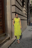 Anni Designer Women'S Rayon Blend Straight Block Printed Kurta With Pant (Lemon-Lime-Nw_M_Green_Medium),Green,M,Rayon Blend,Regular,Kurta
