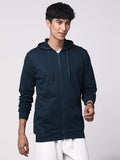 Adro Mens Cotton Solid Zipper Hoodie Sweatshirts (Zh23-Pln-Sb_Teal_Xl)