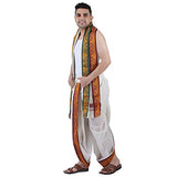 Prakasam Cotton Men'S Panchakacham (Ready To Wear) Dhoti Towel Set With Pocket- Free Size. (Half White-2)