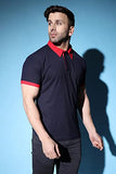 Leriya Fashion Men's T-Shirt | Cotton & Polyester Solid Varsity Inspired Regular Fit T-Shirt For Boys | Polo-Collar Neck | Perfect For Casual | Office | Outing Wear Gift For Men (XX-Large Navy Blue),Navy Blue