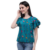 OOMPH! Women's Crepe Tunic Top - Ocean Blue,Ocean Blue