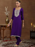 Libas Women'S Silk Blend Kurta Set (Gs1003_Purple