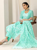 Libas Women'S Chanderi Silk Kurta Sets (99213_Turquoise Blue_Xl)
