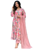 Anni Designer Women'S Rayon Blend Printed Straight Kurta With Pant & Dupatta (Maslin-Multi_M_Peach_Medium),Peach,M