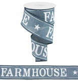 Farmhouse Canvas Wired Edge Ribbon 2.5 x 10 Yards (Faded Denim)