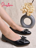 Shoetopia Oversized Bow Detailed Black Belly For Women & Girls-Eu40,Black,7,B0D2RQ6G1S
