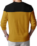 Eyebogler Men'S Round Neck Regular Fit Colorblocked Full Sleeves T-Shirt,Light Mustard Black Apparel,XL