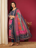 Gosriki Women'S Silk Blend Printed Straight Kurta With Pant & Dupatta (Sula Multi-Vks03-Gs_Xl_Multicolor_X-Large),Multicolour,,B0F13YJ7MK