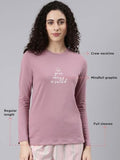 Enamor Women'S Letter Print Slim Fit T-Shirt (E157_Dusky Orchid,Dusky OrchidApparel,XL