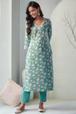 Gosriki Women'S Cotton Blend Straight Printed Kurta With Pant & Dupatta (Made Green_M-Go_Green_Medium),Green,,B0B2JXQ6DR