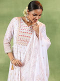 Libas Off White Organza Printed Kurta Sets For Women Off White Xl