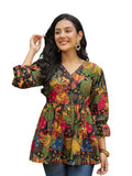 Patlani Women'S Rayon Digital Floral Printed Full Stitched Multicolored Top.