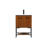 Elegant Decor Sloane 24 Mdf And Steel Single Bathroom Vanity In Teak