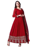 Wedani Faux Georgette Embroidered Anarkali Dress For Women (In Alpha M Regular Maroon),MAROON,M