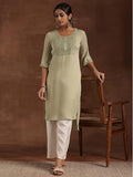 Libas Women'S Polyester Yoke Design Straight Kurta (29205 Green