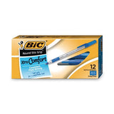Wholesale CASE of 25 Bic Round Stick Comfort Grip Ballpoint PensRound Stic Pens, Lightweight, Fine Point, Blue