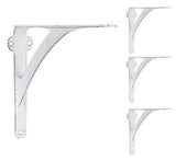 Set of 4 White Shelf Brackets for 8, 10, 12 Shelves - Distressed White Finish - 9.88 X 7.38 Heavy Duty Iron L Brackets for Wall