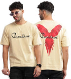 Kyda Men'S 100% Pure Cotton Relaxed Fit Drop Shoulder Premium Front & Back Printed Cream Oversized T-Shirt For Summer,CreamApparel,S