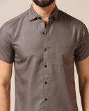 Toplot Men'S Regular Fit Solid Casual Shirt With Pocket Design With Spread Collar & Half Sleeves (Half-Pocket-5179-Grey-S),Grey,,B0CYH3VTWY