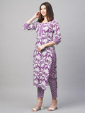 Anni Designer Women'S Rayon Blend Printed Straight Kurta With Pant (Pustak Begani_M_Begani_Medium),Begani,M,Rayon Blend,Casual,Kurta