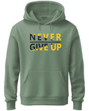 Adro Never Give Up Design Printed Hoodies/Sweatshirts For Men & Women (H20-M-Ngu-Pt_Pista_M)
