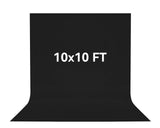 Vevelux 10 x 10 FT Black Backdrop Background, 100% Polyester Photography Backdrop Foldable Washable Black Screen for Photoshoot