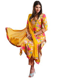 Anni Designer Women'S Rayon Blend Straight Printed Kurta With Pant & Dupatta (Ganita Mustard-Vks01_L_Mustard_Large),Mustard,L