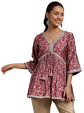 Libas Women'S Silk Blend Floral A-Line Kurti (291590R Pink