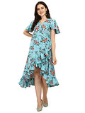 Oomph! Women'S Western & Fusion Wear Wrap Midi Dresses For Women Blue - Md322,Arctic BlueApparel,L