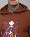 ADRO Anime Hoodies for Men 320 GSM Soft Fabric Long Lasting Anime Printed Hoodie for Winter | Mens Hoodies | Sweatshirt for Men |H24-ANI-BR-S,Downtown Brown