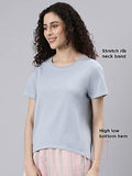 Enamor Women'S Solid Relaxed Fit T-Shirt (E305_Blue Fog Xl)
