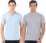 Adro Men'S V Neck Combo Plain Cotton T-Shirts_Vcm2-Pln-Gr-Sk-L